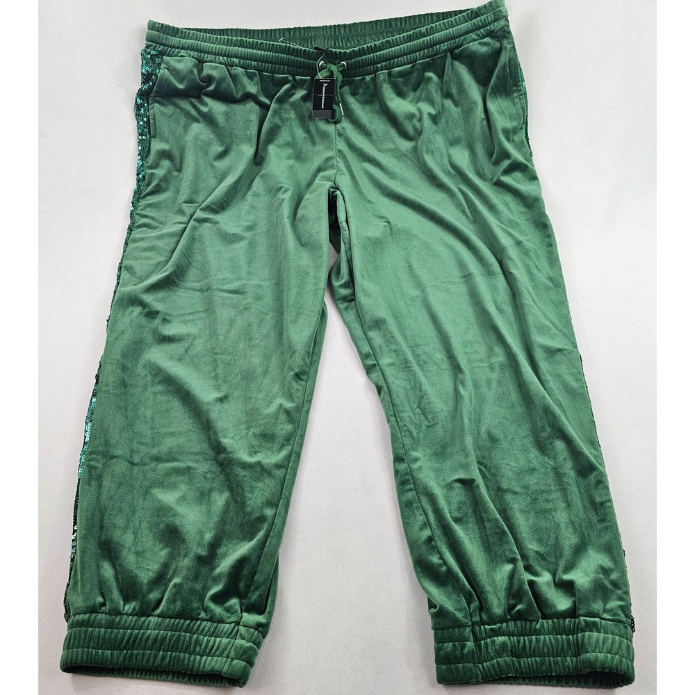 Ashley Stewart sweatpants womens sz 34/36 green sretch pockets drawstring $54